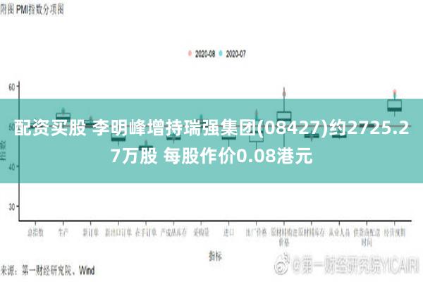 配资买股 李明峰增持瑞强集团(08427)约2725.27万股 每股作价0.08港元