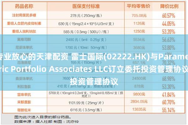 专业放心的天津配资 雷士国际(02222.HK)与Parametric Portfolio Associates LLC订立委托投资管理协议